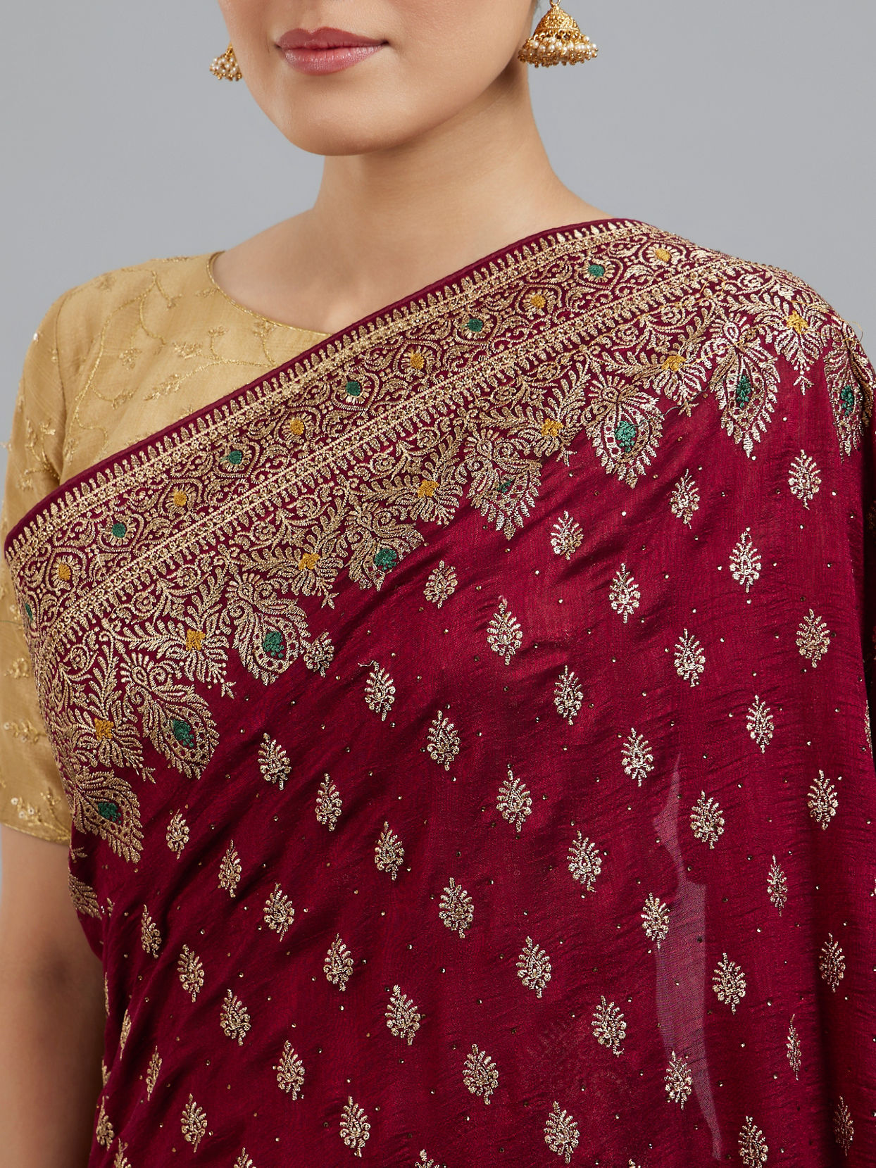 Mohey Women Wine Glory Elegance Saree