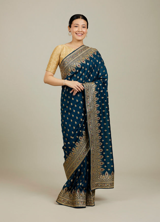 Mohey Women Ethereal Blue Elegant Saree image number 0