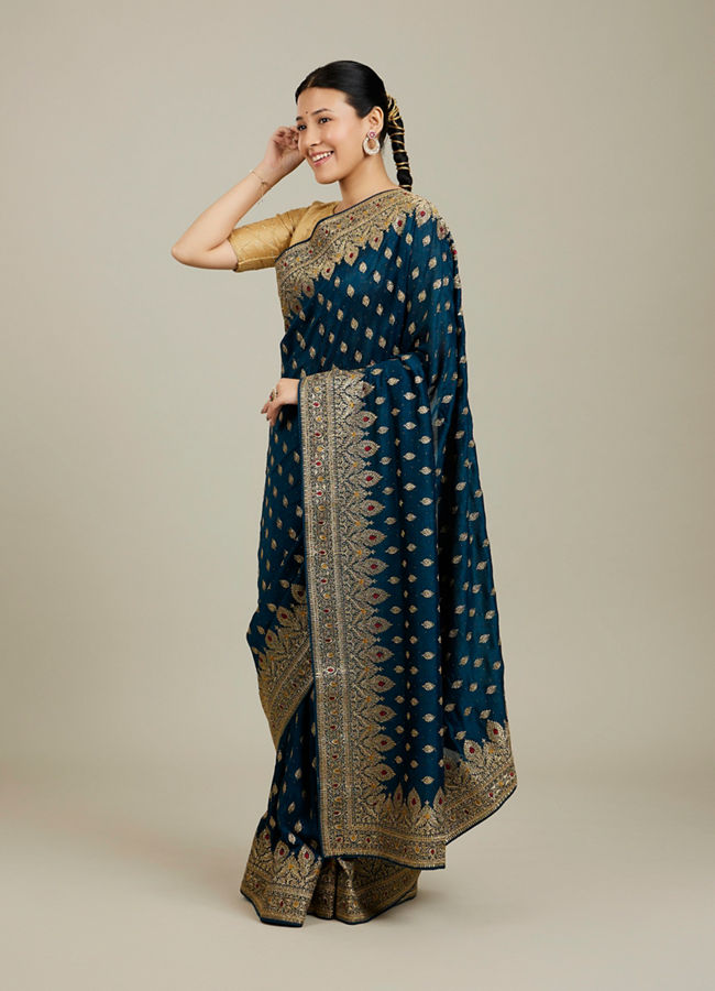 Mohey Women Ethereal Blue Elegant Saree image number 2