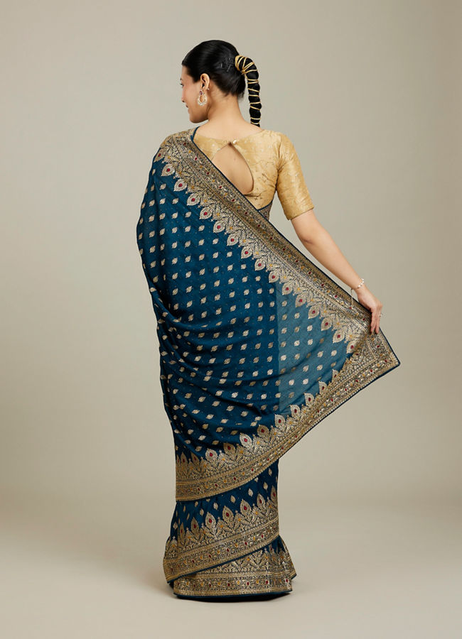 Mohey Women Ethereal Blue Elegant Saree image number 4