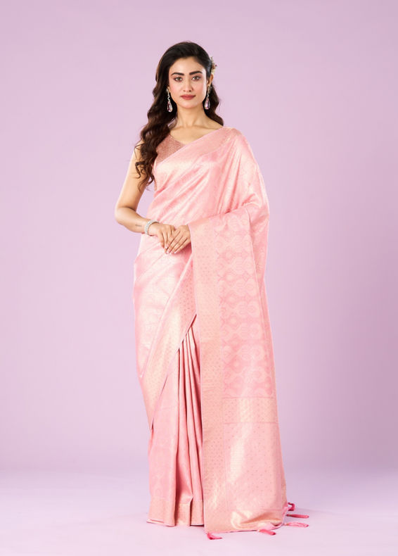 Mohey Women Ethereal Pink Banarasi Saree