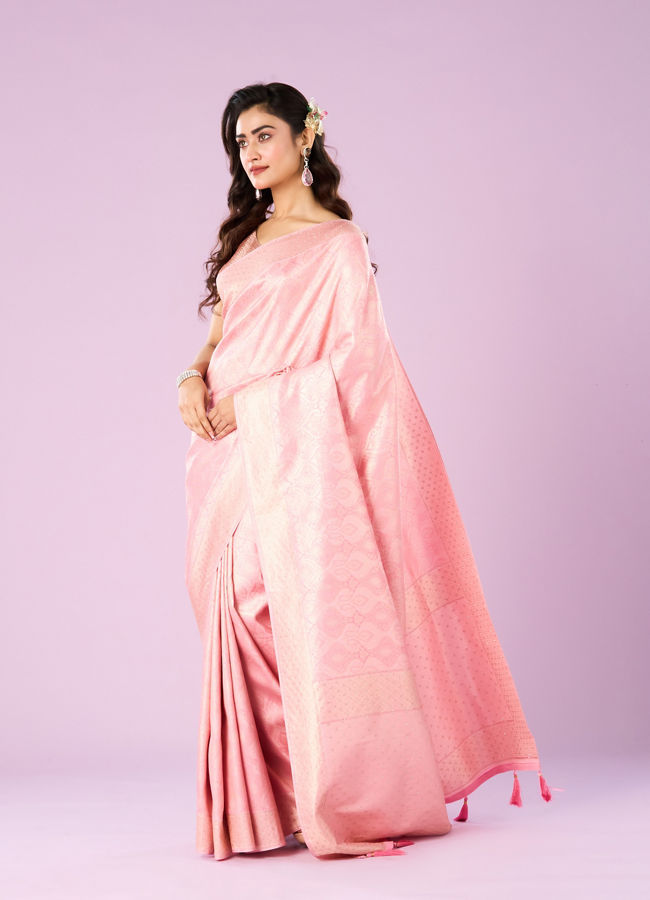 Mohey Women Ethereal Pink Banarasi Saree
