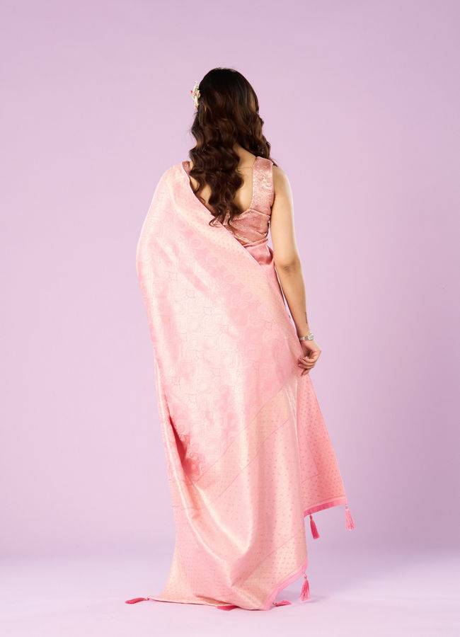Mohey Women Ethereal Pink Banarasi Saree