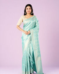 Mohey Women Elegant Light Blue Silken Saree