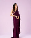 Mohey Women Elegant Wine Satin Saree