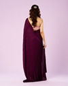 Mohey Women Elegant Wine Satin Saree