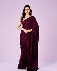 Mohey Women Elegant Wine Satin Saree