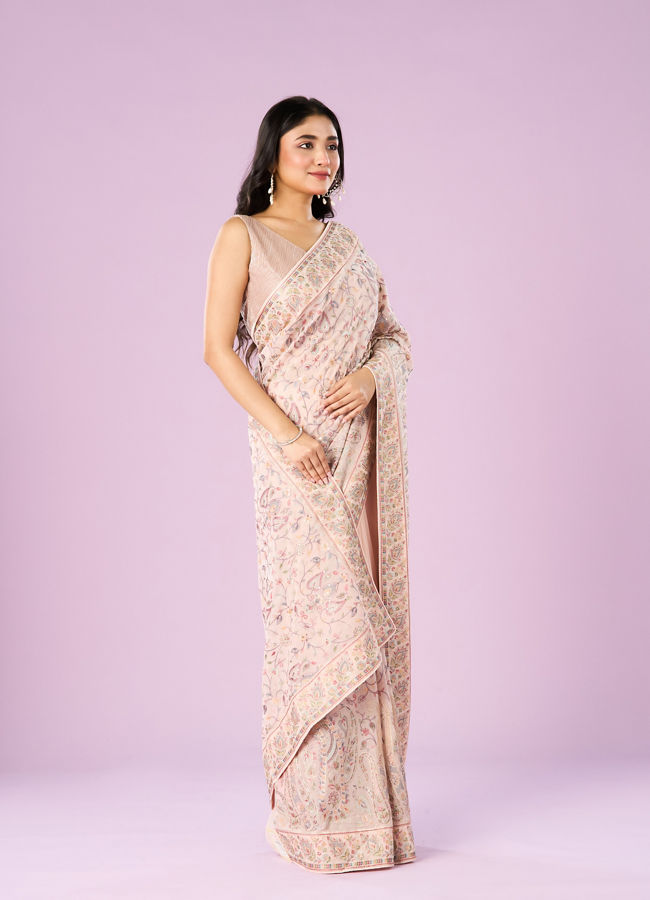 Mohey Women Pink Georgette Charmer Saree