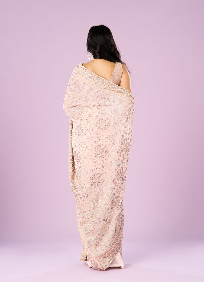 Mohey Women Pink Georgette Charmer Saree
