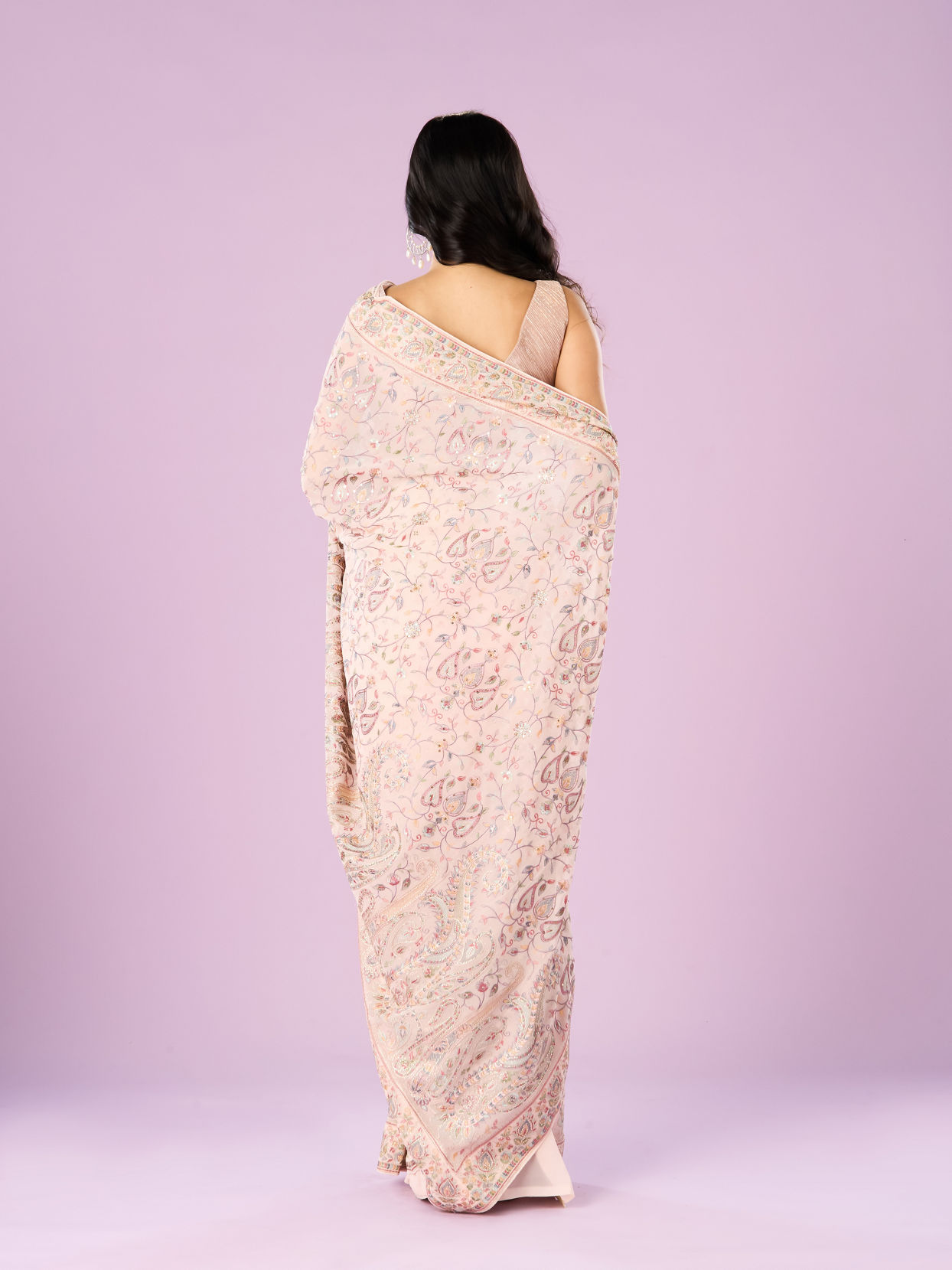 Mohey Women Pink Georgette Charmer Saree