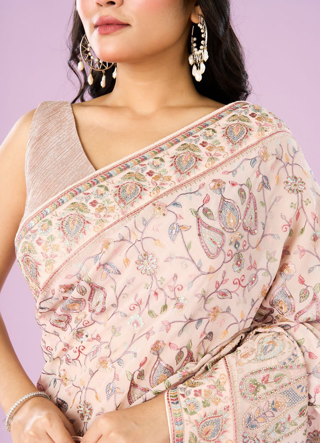 Mohey Women Pink Georgette Charmer Saree