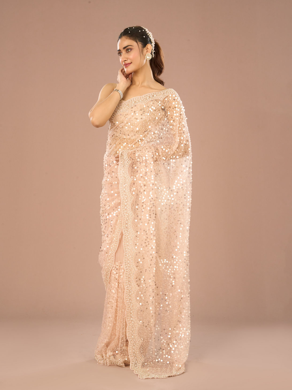 Mohey Women Stellar Peach Saree