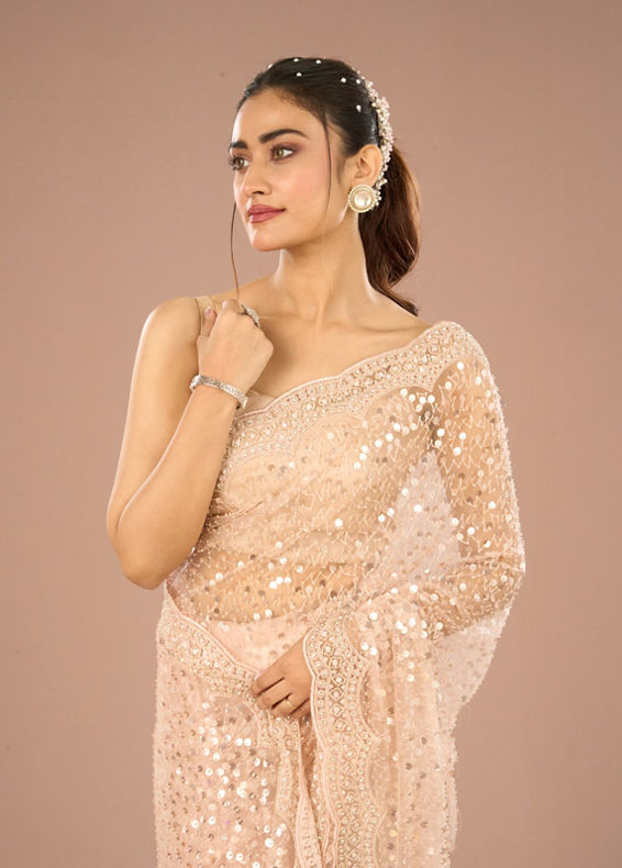 Mohey Women Stellar Peach Saree