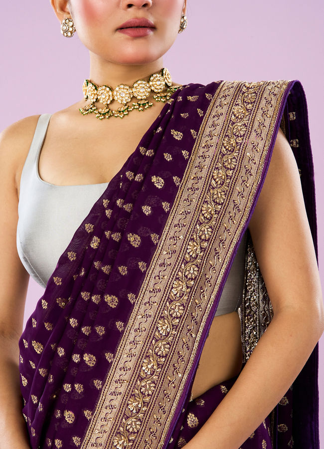 Mohey Women Radiant Purple Georgette Saree
