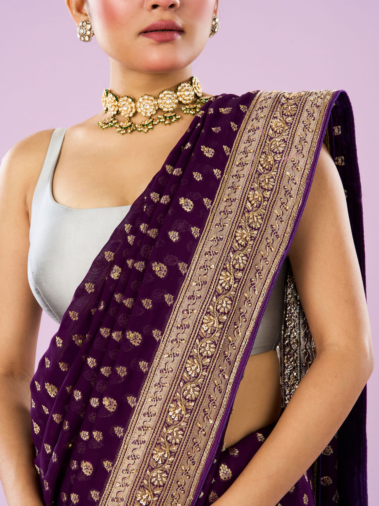 Mohey Women Radiant Purple Georgette Saree