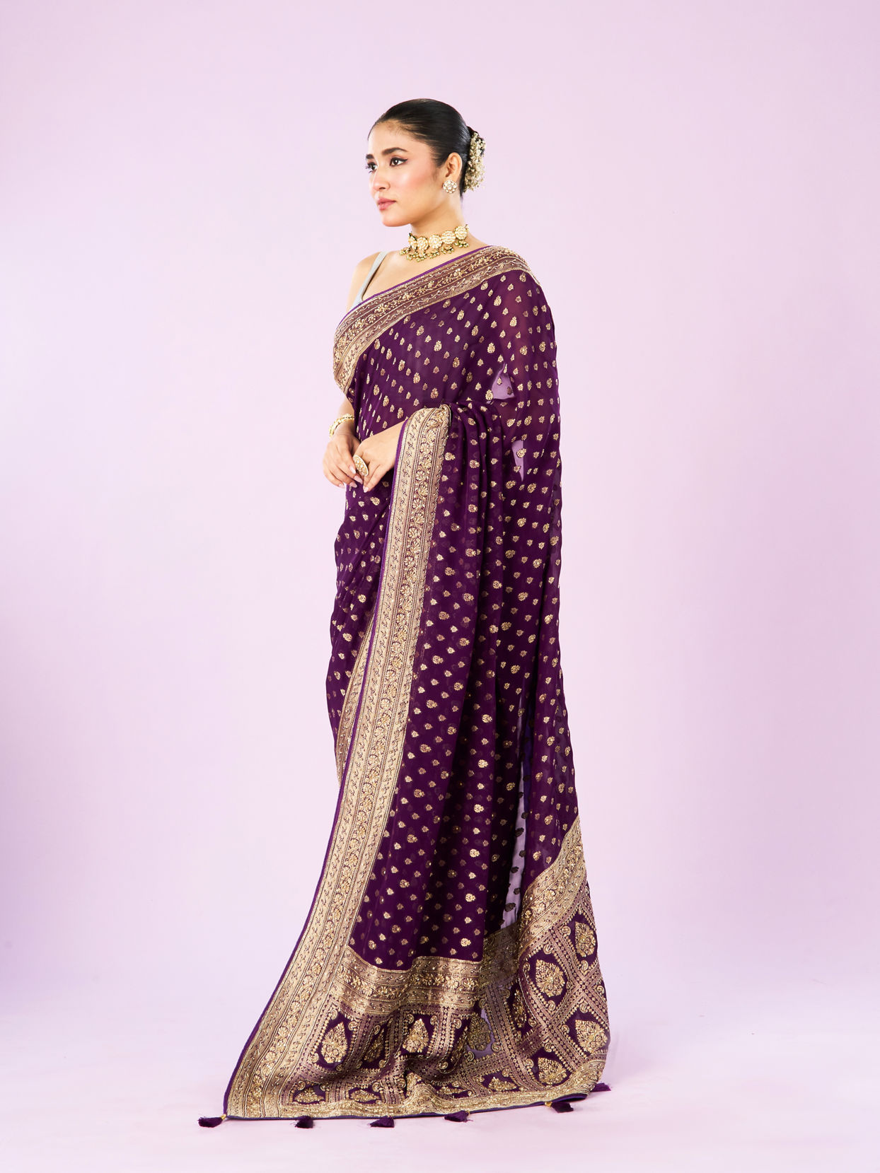 Mohey Women Radiant Purple Georgette Saree