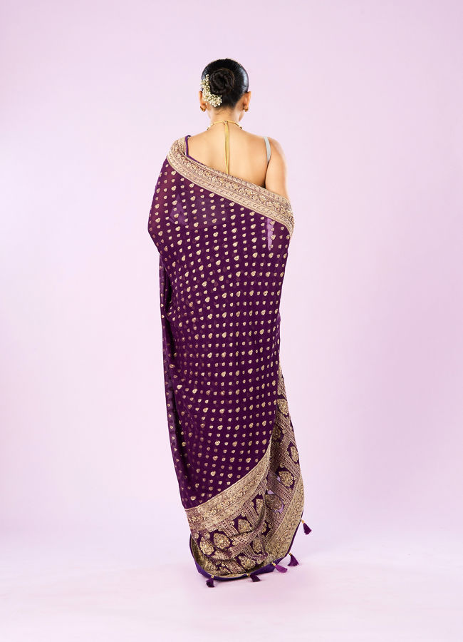 Mohey Women Radiant Purple Georgette Saree