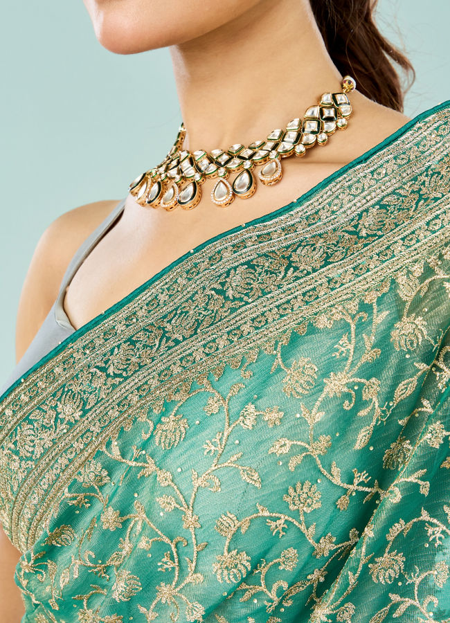 Mohey Women Emerald Enchantress Organza Saree