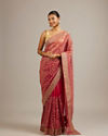 Rani Pink Floral Vine Embroidered Saree with Rhinestone Work