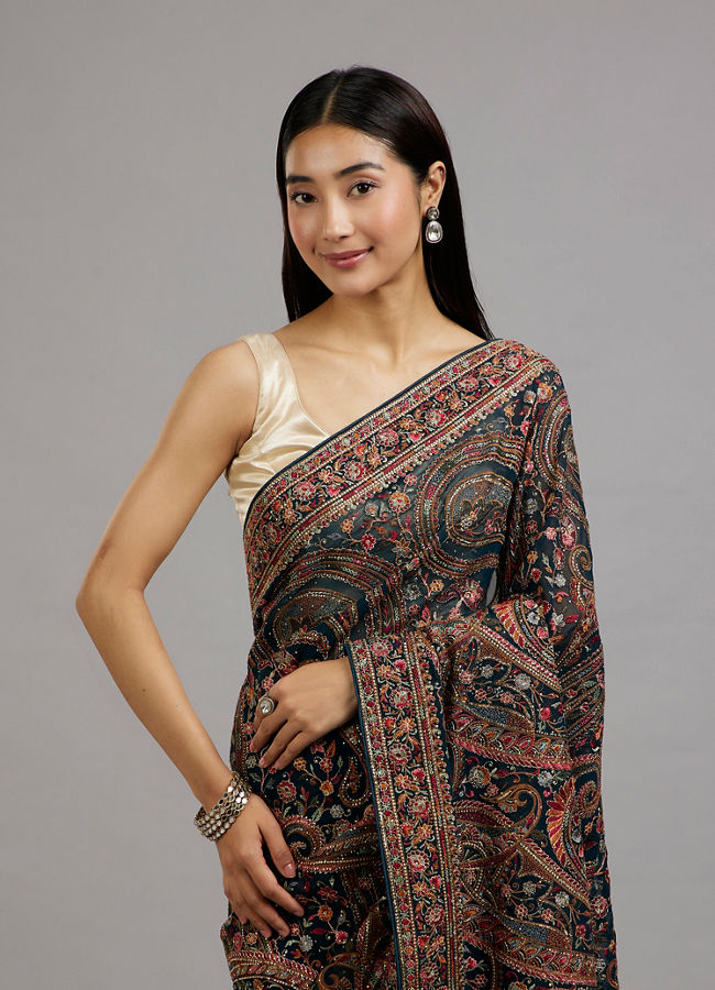 Mohey Women Blue Elegance Delight Saree