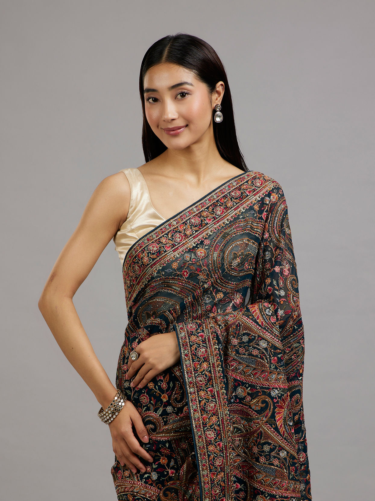 Mohey Women Blue Elegance Delight Saree