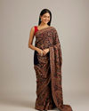 Mohey Women Indigo Blue Floral Embroidered Saree with Paisley Motifs And Rhinestone Work