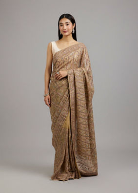 Mohey Women Enchanting Beige Georgette Saree