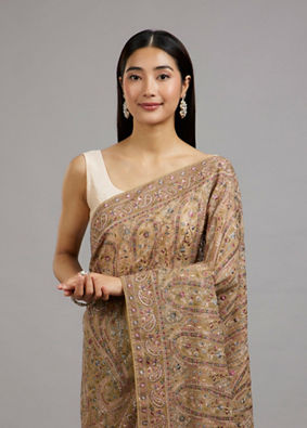 Mohey Women Enchanting Beige Georgette Saree