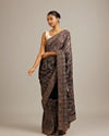 Mohey Women Indigo Blue Bel Buti Embroidered Saree with Paisley Motifs And Rhinestone Work