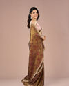 Mohey Women Classy Organza Magic Brown Saree