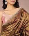 Mohey Women Classy Organza Magic Brown Saree