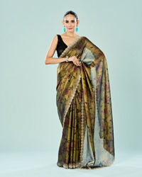 Mohey Women Ethereal Blue Organza Saree
