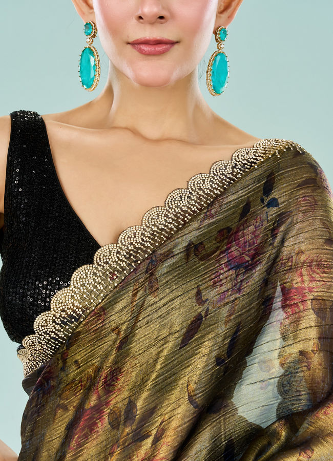 Mohey Women Ethereal Blue Organza Saree