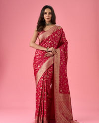 Mohey Women Radiant Pink Elegance Saree