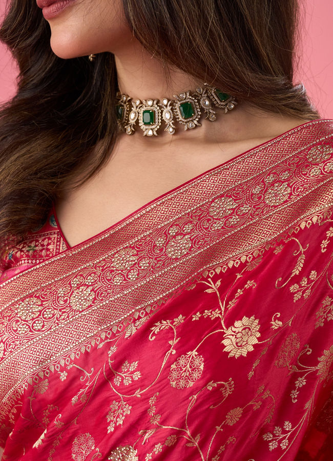 Mohey Women Radiant Pink Elegance Saree