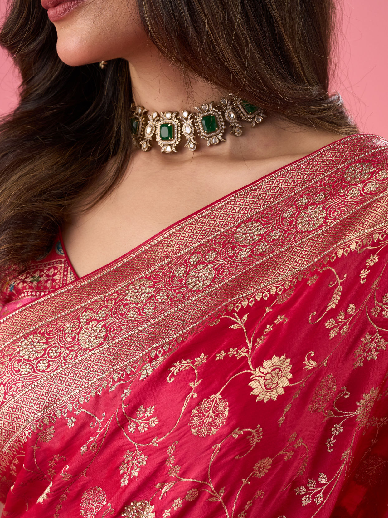 Mohey Women Radiant Pink Elegance Saree