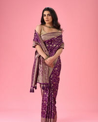 Mohey Women Radiant Purple Elegance Banarasi Saree