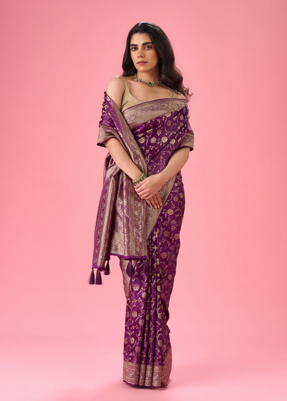 Mohey Women Radiant Purple Elegance Banarasi Saree