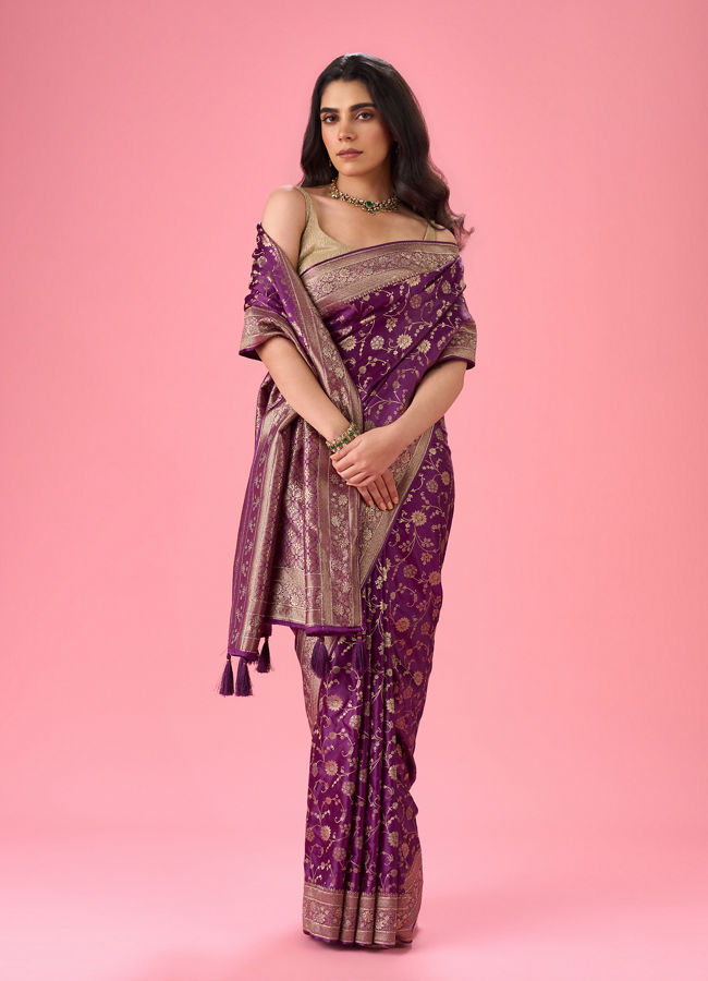 Mohey Women Radiant Purple Elegance Banarasi Saree