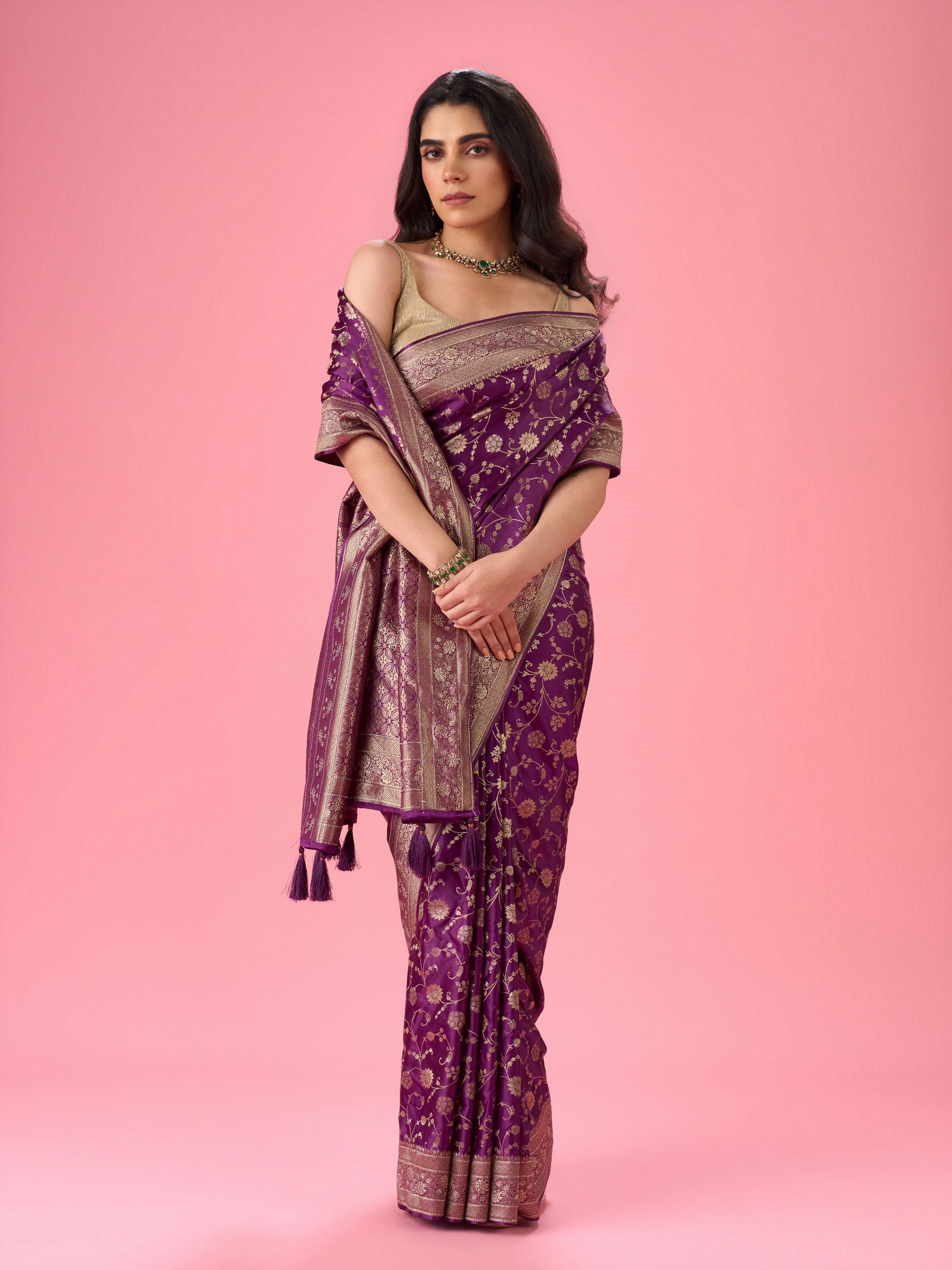 Mohey Women Radiant Purple Elegance Banarasi Saree