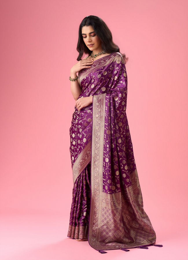 Mohey Women Radiant Purple Elegance Banarasi Saree