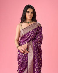 Mohey Women Radiant Purple Elegance Banarasi Saree