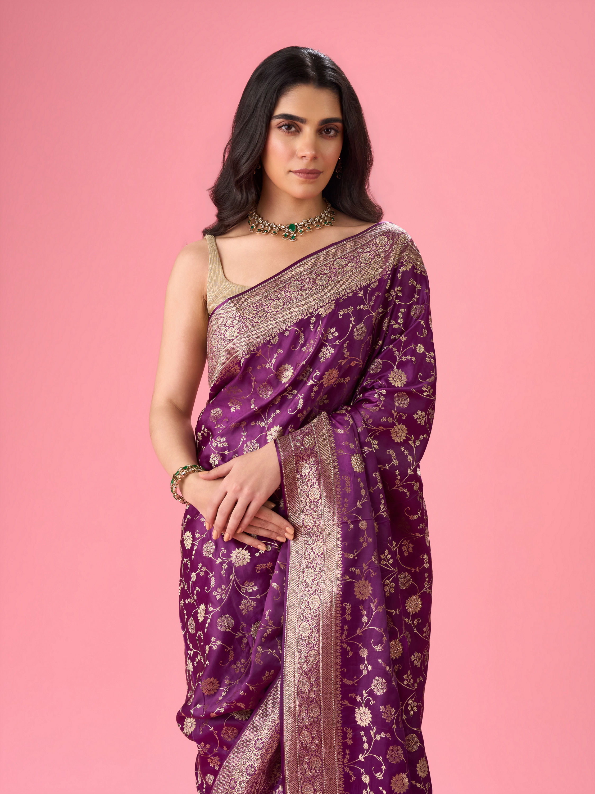 Mohey Women Radiant Purple Elegance Banarasi Saree