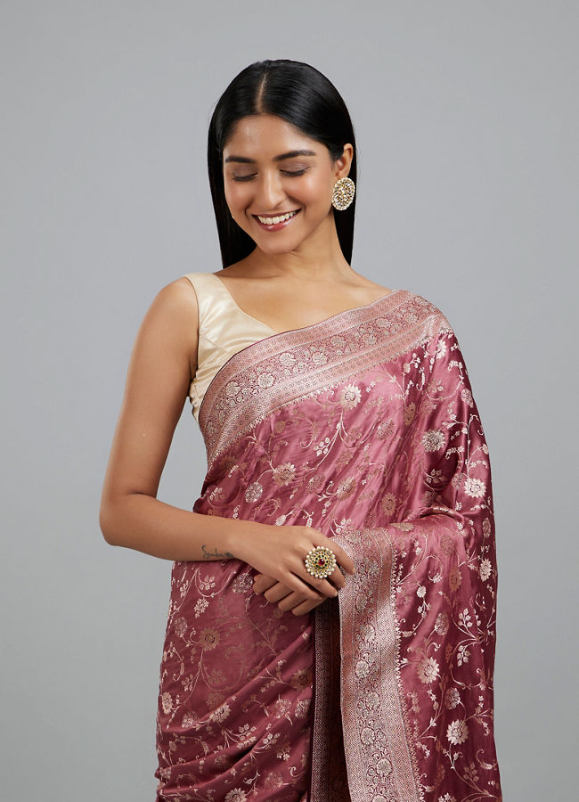 Mohey Women Dusty Pink Elegance Saree