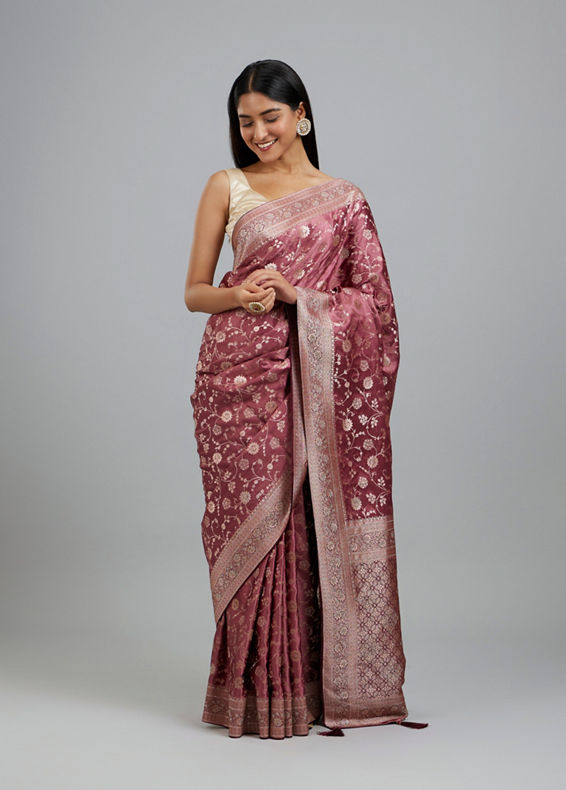 Mohey Women Dusty Pink Elegance Saree