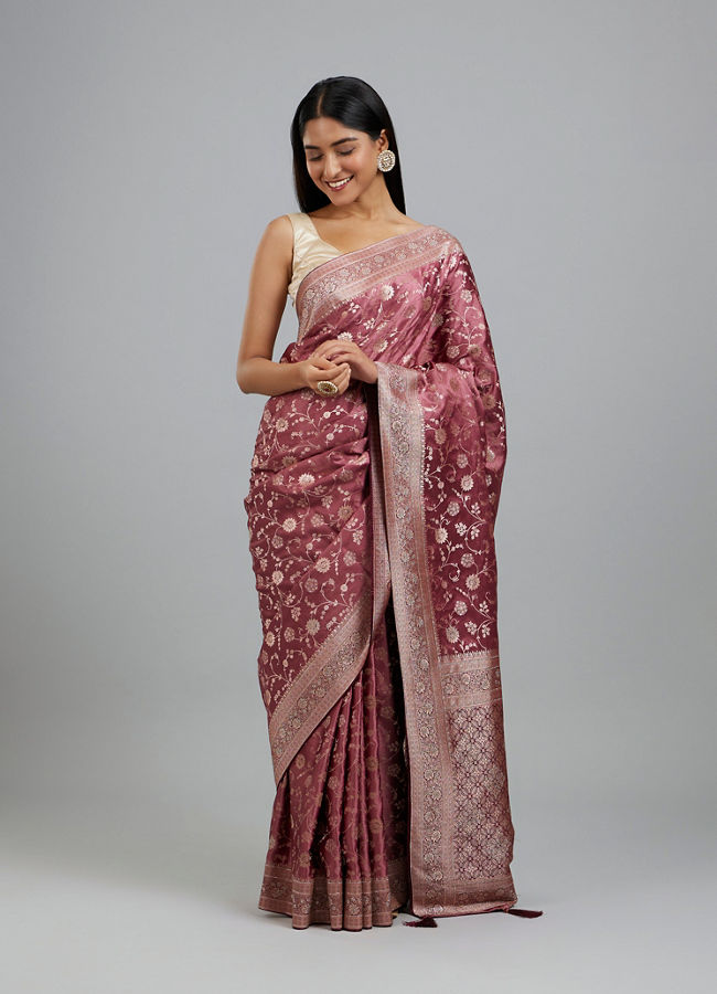 Mohey Women Dusty Pink Elegance Saree
