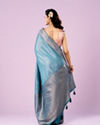 Mohey Women Elegant Blue Silk Crepe Saree