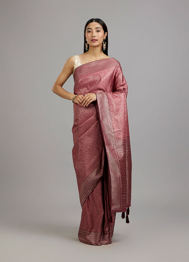 Mohey Women Dusty Pink Elegance Saree