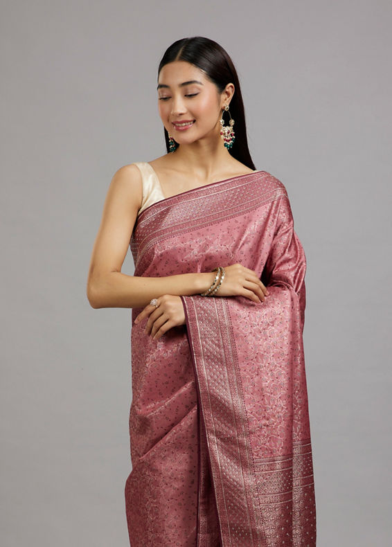 Mohey Women Dusty Pink Elegance Saree