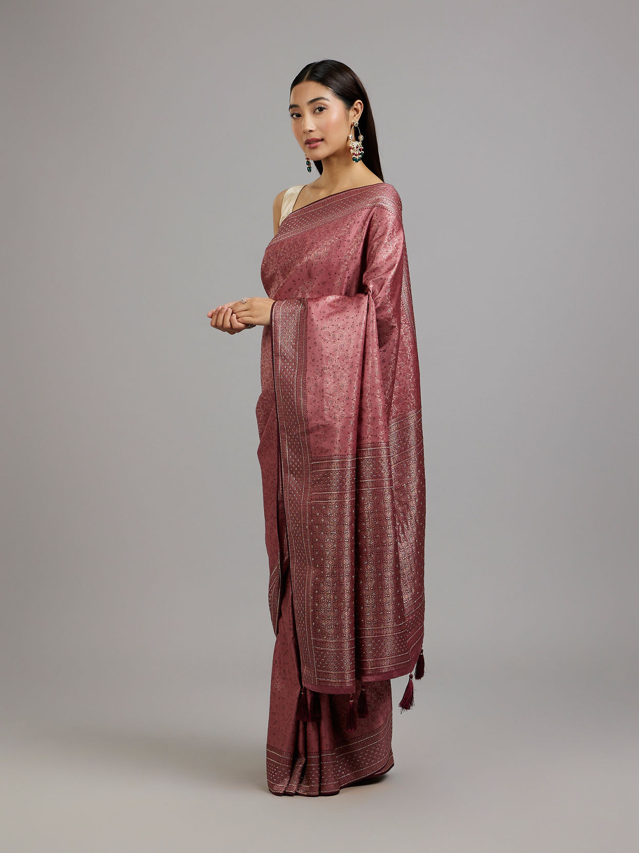 Mohey Women Dusty Pink Elegance Saree